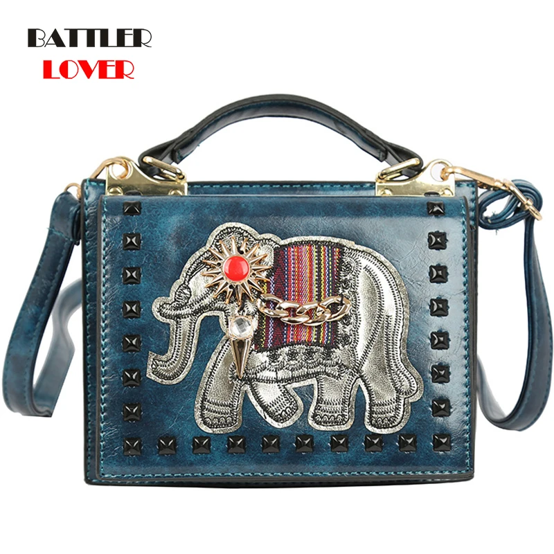 2019 Spring Brand Original Design Bags Elephant Animal Embroidery Rivet Fashion Ladies Handbags Women