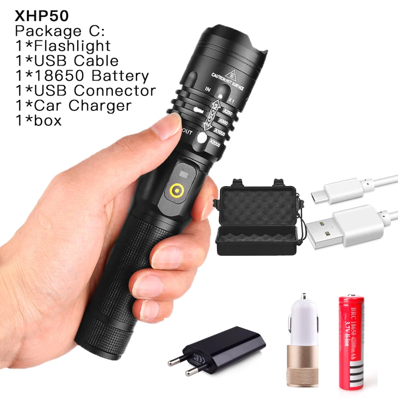 C 80000 люмен самая мощная лампа xhp70.2 светодиодный фонарик usb светодиодный фонарь с зумом xhp70 xhp50 18650 или 26650 Аккумулятор для кемпинга на открытом воздухе - Испускаемый цвет: C