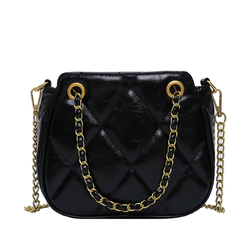 

Korean Style Women Retro Luxury Handbags High Quality Leather Chain Small Square Package 2019 New Lattice Shoulder Crossbody Bag