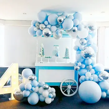 

144pcs 4D Balloons Blue White Gray Latex Ballon Garland Arch Set For Kid Birthday Party Decorations Babyshower Party Decor