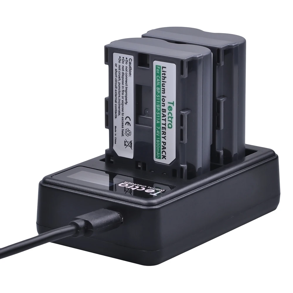 Аккумулятор 2x BP-511A BP-511 BP 511 511A BP511 BP511A двойное зарядное устройство USB светодиодный