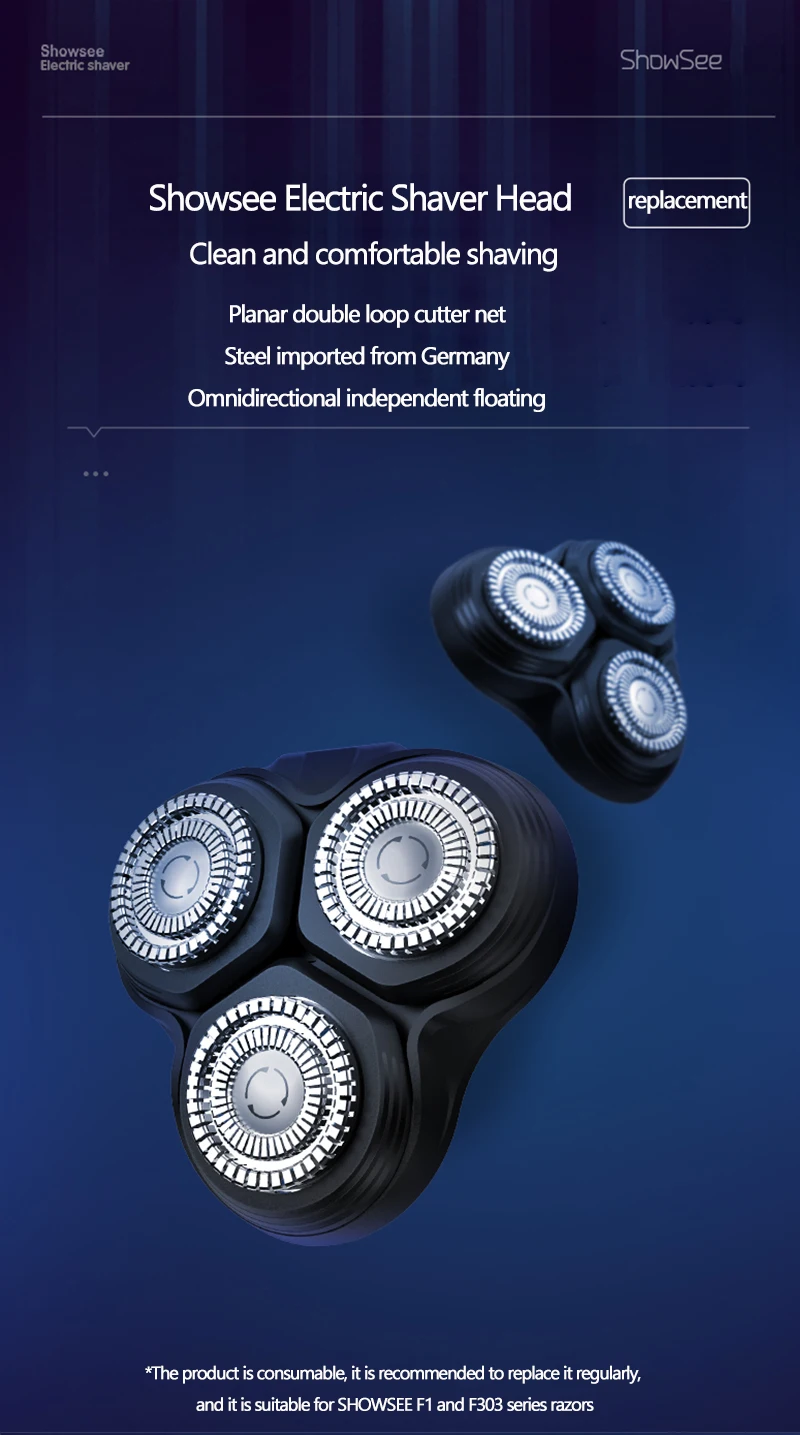 Description Picture 3 of itemOriginal ShowSee Electric Shaver Spare Parts for F1/F303 Razor Replacement Cutter Head Accessories Waterproof Blade Trimmer Clip
