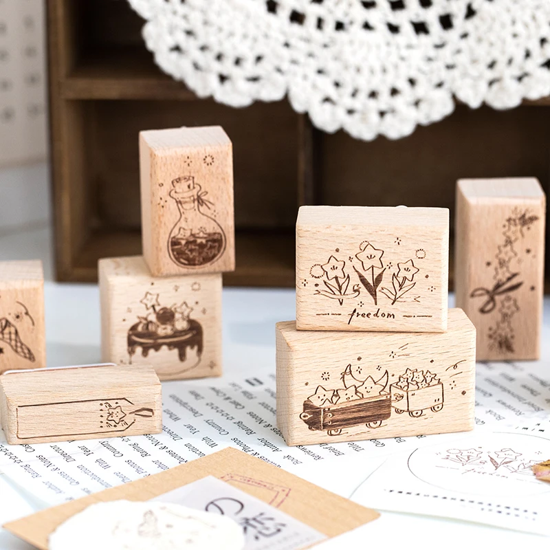 Wooden Stamps Yoofun Star River Standard Rubber Kawaii Stamp Seal For DIY Scrapbooking Journal Card Making Decoroation Crafts