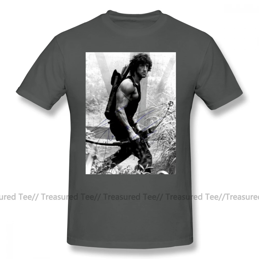 Rambo T Shirt Rambo Stallone Autographed Photo Bu FW 1980 S T-Shirt Cotton Men Tee Shirt Print Cute Plus size Streetwear Tshirt - Цвет: Dark Grey