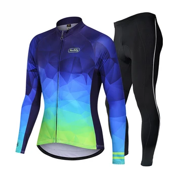 

Fall/Winter Men's Outdoor Sports Running Sportswear Bike Warm Cycling Jersey Silicone Cushion Cycling Set
