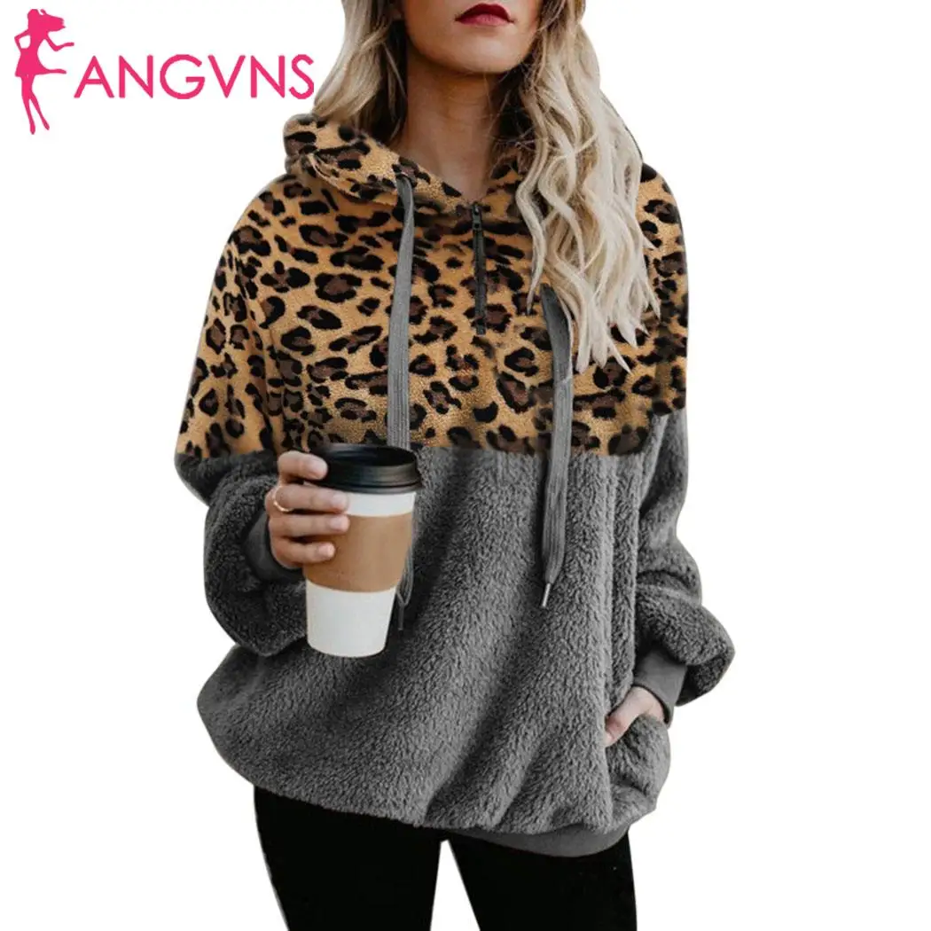 New Fashion Women Casual Patchwork Leopard Hips Length Drawstring Hoodie Pocket Patchwork, Pullover, Loose, New Fashion Women Casual Patchwork Leopard Hips Length Drawstring Hoodie Pocket Patchwork, Pullover, Loose,
