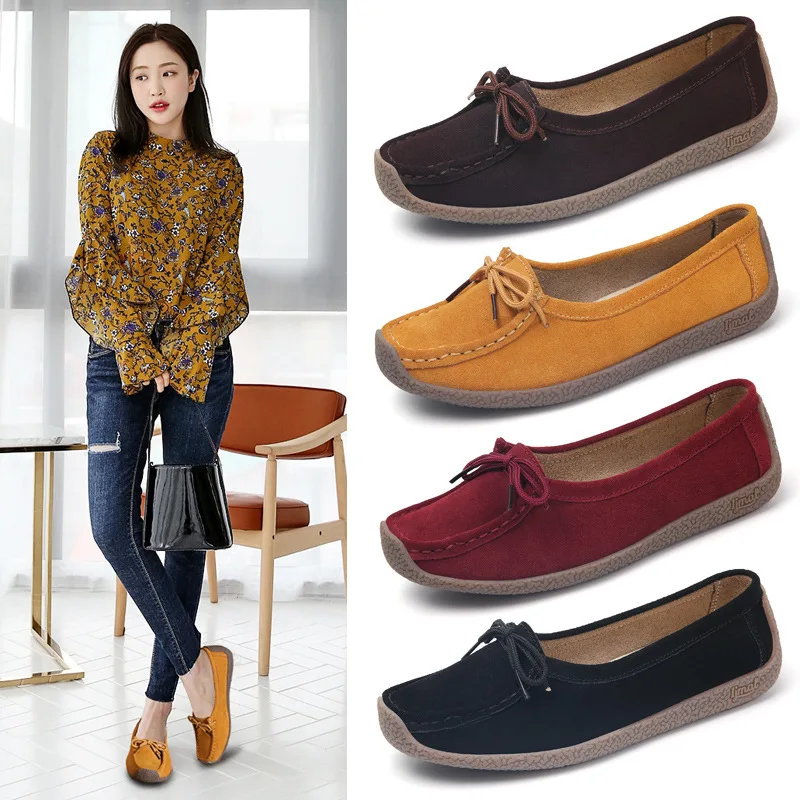

2019 Autumn New Style Multi-color Snail Shoe Cover Foot Lazy Large Size WOMEN'S Shoes Daily Life Casual WOMEN'S Genuine Leather