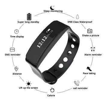 

Mobile Phone Smart Wristband Band Color Screen Smart Bracelet Step-by-step Motion Tracker for Android / IOS