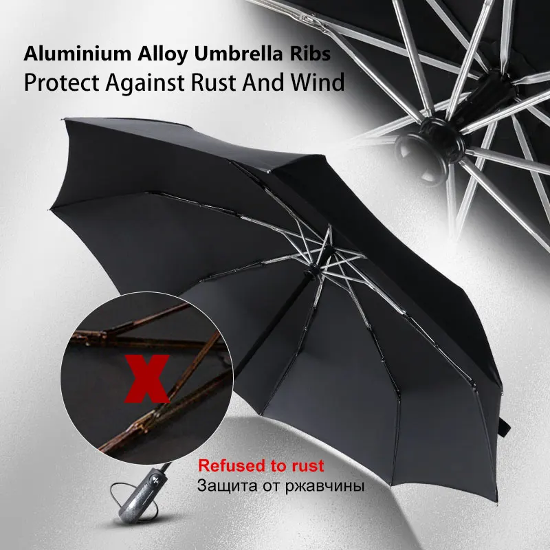 Ветрозащитный 3 складной автоматический зонт дождь Женская креативная ручка 8K Зонты алюминиевый сплав Зонт деловой женский мужской зонт