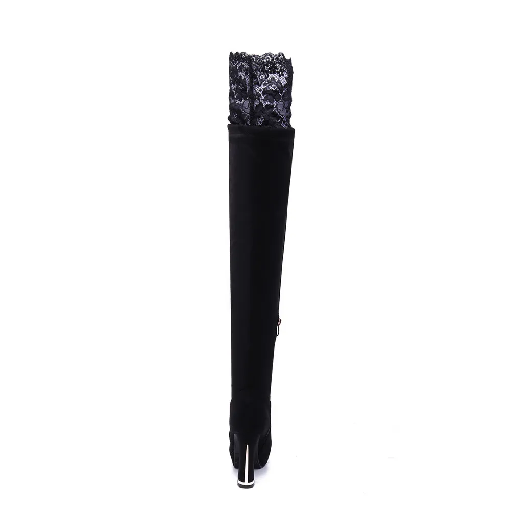 BONJOMARISA Brand New Big Size 33-43 Ladies High Heels Platform 2 Ways Shoes Woman Party OL Sexy Thigh High Over The Knee Boots