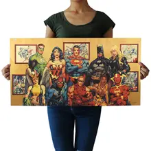 Dc-ac) с героями комиксов Марвел, Коллекция Ретро плакат из крафт-бумаги экран для помещений кафе декоративная живопись
