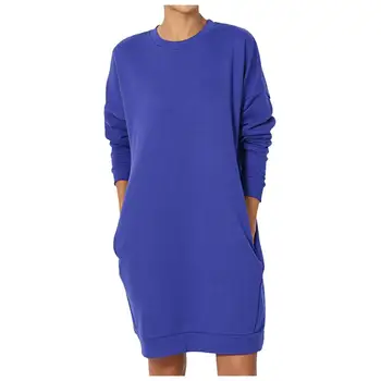 

New Style Women Long Loose Sweatshirt Casual Long Sleeve Loose Pullover Tops Sweatshirt With Pockets 2020 Spring Top Blouse