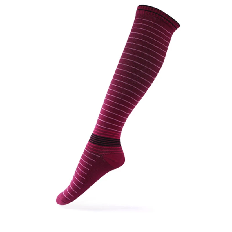 Anti Fatigue Pain Relief Knee Socks Unisex Sports Socks Men Women Compression Stockings Pressure Varicose Vein Stocking Hot - Цвет: wine red