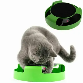 

Pet Cat Kitten Catch The Mouse Plush Motion Chase Toy Claw Care Moving Play Scratching Pad Mat Cat Toy Mouse Board Interactive