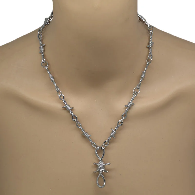 Панк готический замок ожерелье сплав колючая проволока Brambles мужские цепочки Бегемот чокер шикарные подарки