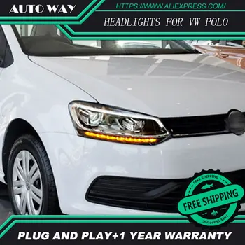 

Car Styling H7 Head Lamp case for VW polo Headlights VW polo Headlight 2011-2017 LED Headlight DRL Lens Double Beam Bi-Xenon