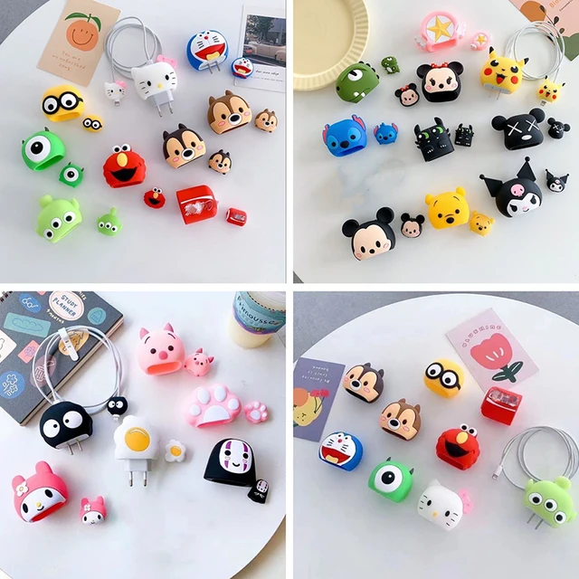 Kawaii Sanrios Anime Melody Cinnamoroll Kuromi Usb Cable Protector Data Line Cord Protector Protective Case Iphone 18/20W Gift 2