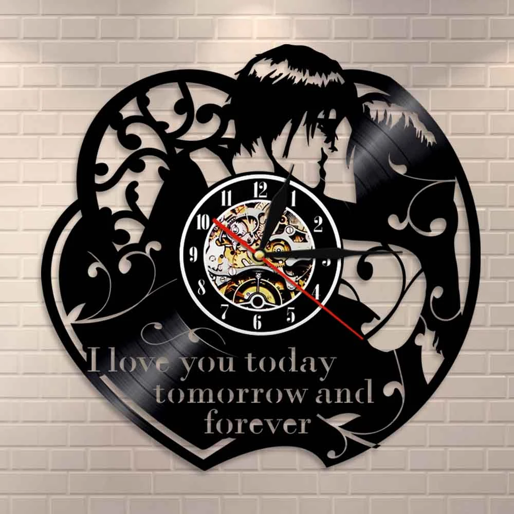 Horloge Murale I Love You Aujourd Hui Demain Et Toujours Saint Valentin Citation De Motivation Et D Inspiration Decoration Pour Maison Horloge Pour Disque Vinyle Aliexpress