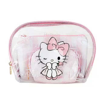 

hello kitty Transparent Cosmetic Bag PVC Women Travel Wash Waterproof Zipper Storage Bag Organizer Makeup Cases Beauty Bags