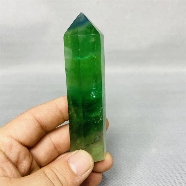 1 Kg Természetes Drágakő Smaragd Fluorit Kincs Kézzel Készített Szobor Hatoldalas Torony Otthoni Dekoráció Ajándék Kristály És Kőgyógyulás - Image 2