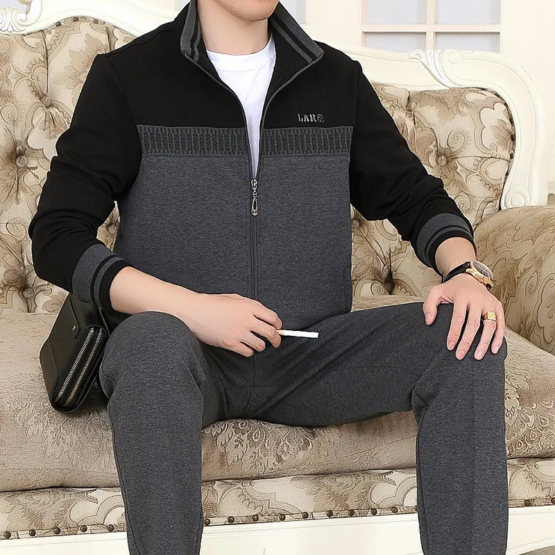 

Sports Set Men's Spring And Autumn Three-piece Set Daddy Clothes Middle Aged And Elderly People Casual Large Size Sports Clothin