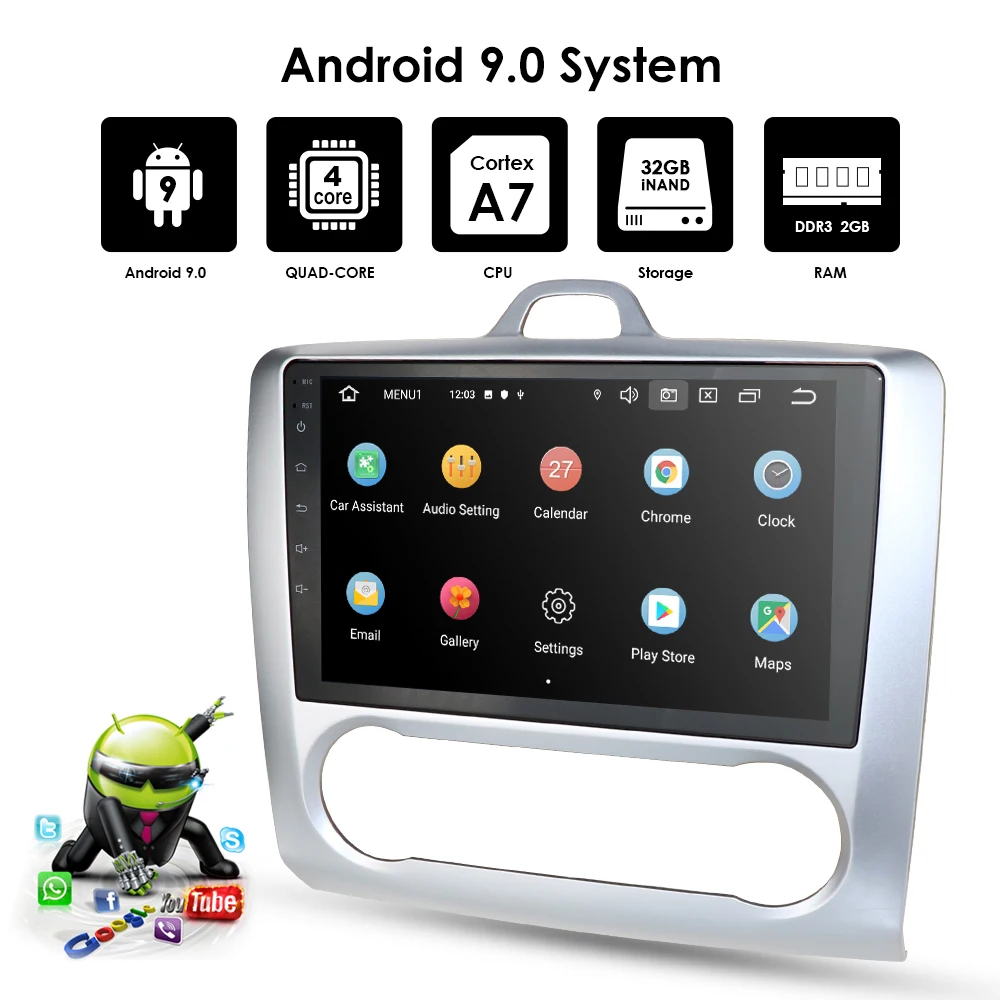 Высокая версия ОЗУ 2 Гб ПЗУ 32 Гб 2.5D ips экран Android 9,0 для 2004 2005 2006-2011 Ford Focus Exi на 9 дюймов Автомобильный gps Navi Радио