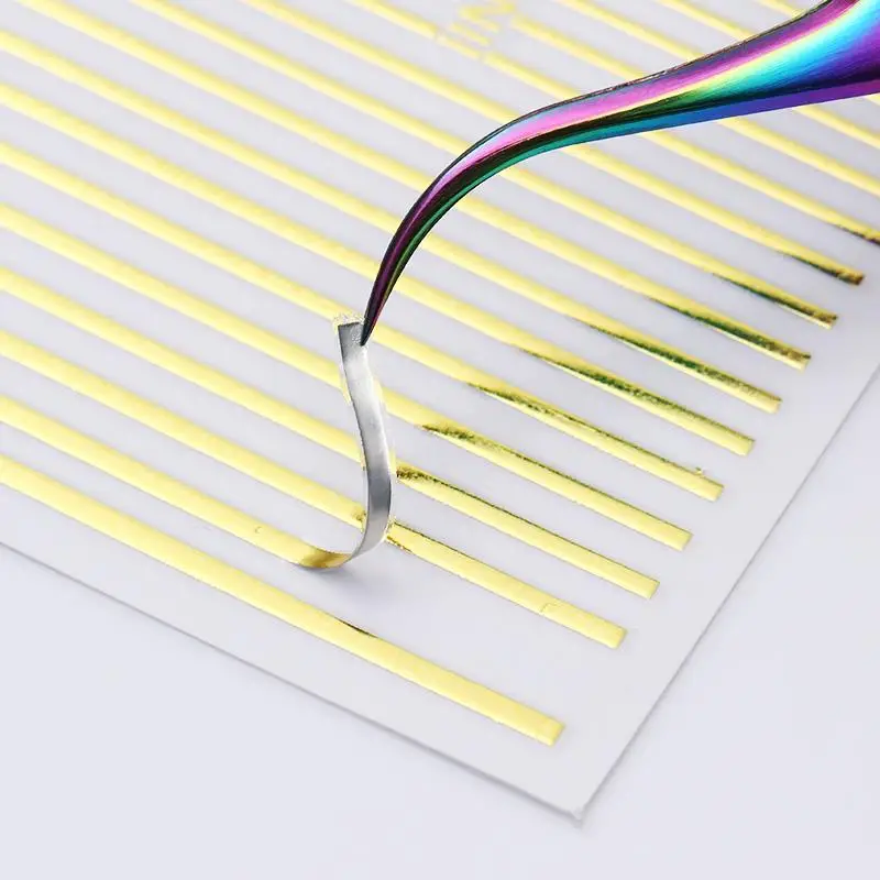 Stickers Decals Lines Adhesive Nail-Foil Striping-Tape Gradient Gold Silver 3D Curve