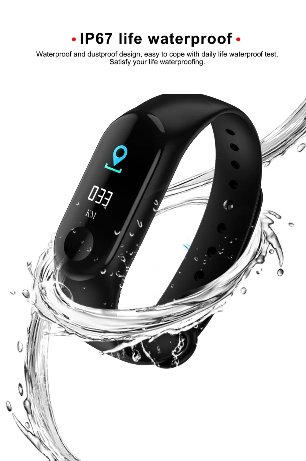M3 Smart Bracelet Fitness Smart Band Tracker Sport Pedometer Heart Rate Blood Pressure Bluetooth Health Wirstband Waterproof (12)
