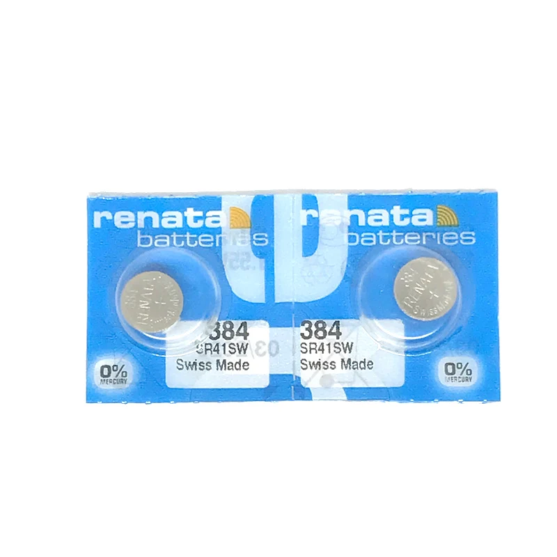 10X Renata 384, серебряный оксид часы батарея длительный SR41SW Швейцарский сделанный Кнопка монет батареи