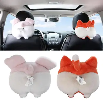

Car Tissue Box Cartoon Fox Pig Butt Funny Hanging Paper Napkin Tissue Box Cover Holder Paper Box for Home Car Accessories