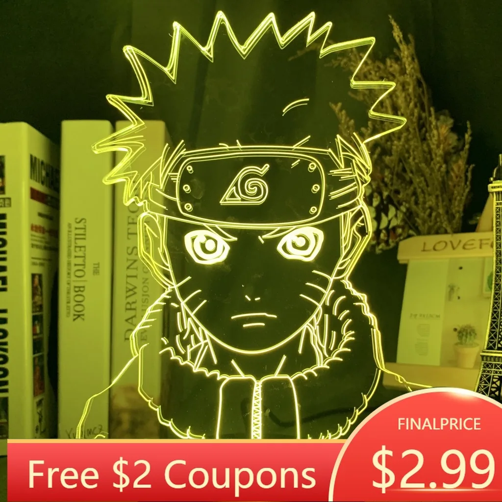 

2020 Customize Anime Naruto 3d Night Light Uzumaki Kids Led Night Light for ChildrenTeam 7 Kakashi Hatake Sasuke Uchiha Battery