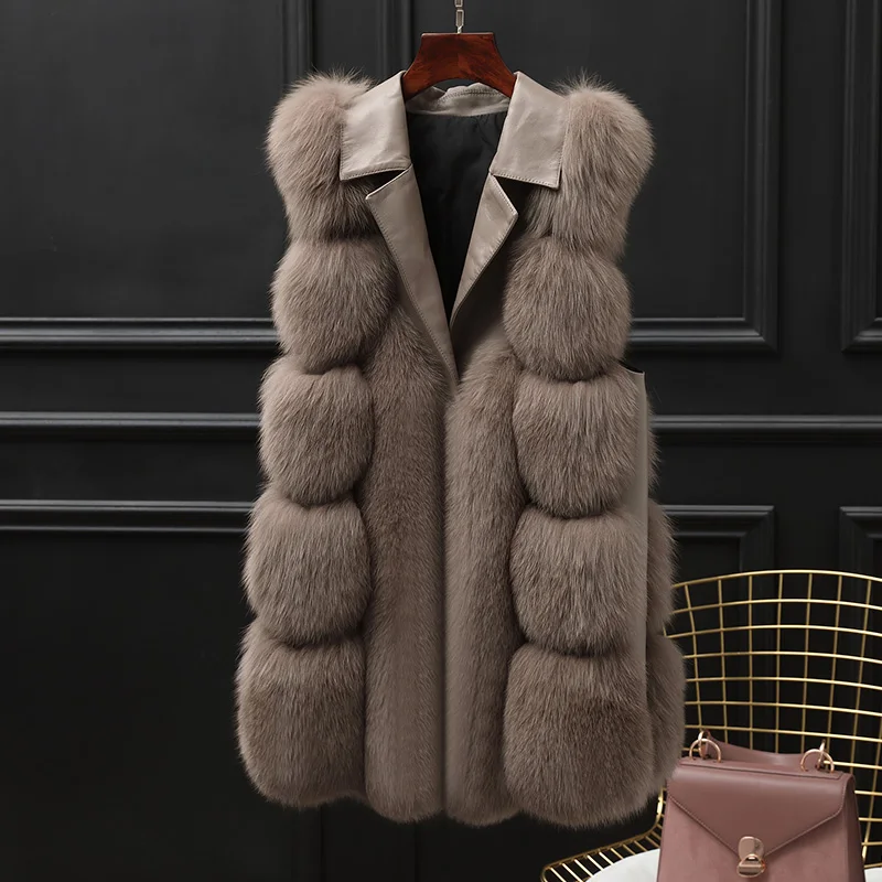 Winter Fashion Real Fox Fur Vests For Women Mid