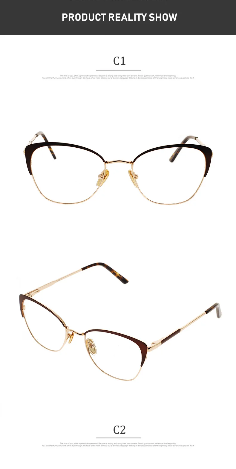 Модные очки с оправой для глаз кошачий глаз, женские очки с металлической оправой по рецепту, очки для близорукости, брендовые дизайнерские очки