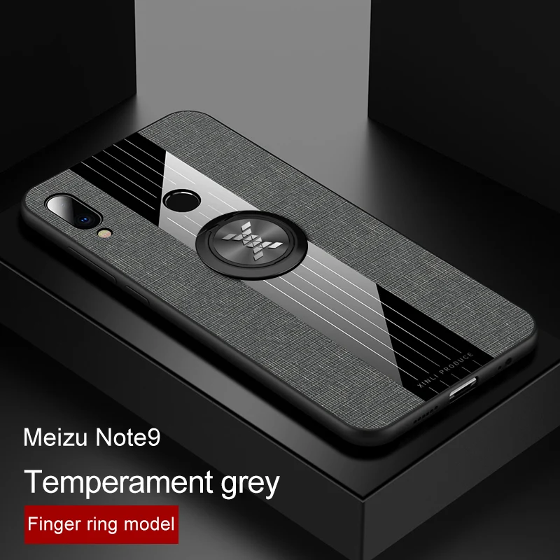 Новейшие тканевые Чехлы для Meizu Note 9/Note 8, чехол с держателем для кольца на палец, автомобильный Магнитный кронштейн для подставки - Цвет: Gary with ring