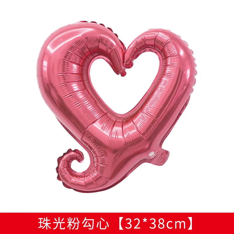 The pink hook heart 1 шт. свадебные украшения из фольги для жениха и невесты, воздушные шары для свадьбы, для мальчиков и девочек, гелиевые шары для любви, вечерние игрушки на День святого Валентина - Цвет: The pink hook heart