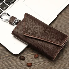 Первый слой кожаный чехол для ключей автомобиля для мужчин и wo мужчин кожаный многофункциональный брелок большой емкости сумка для ключей