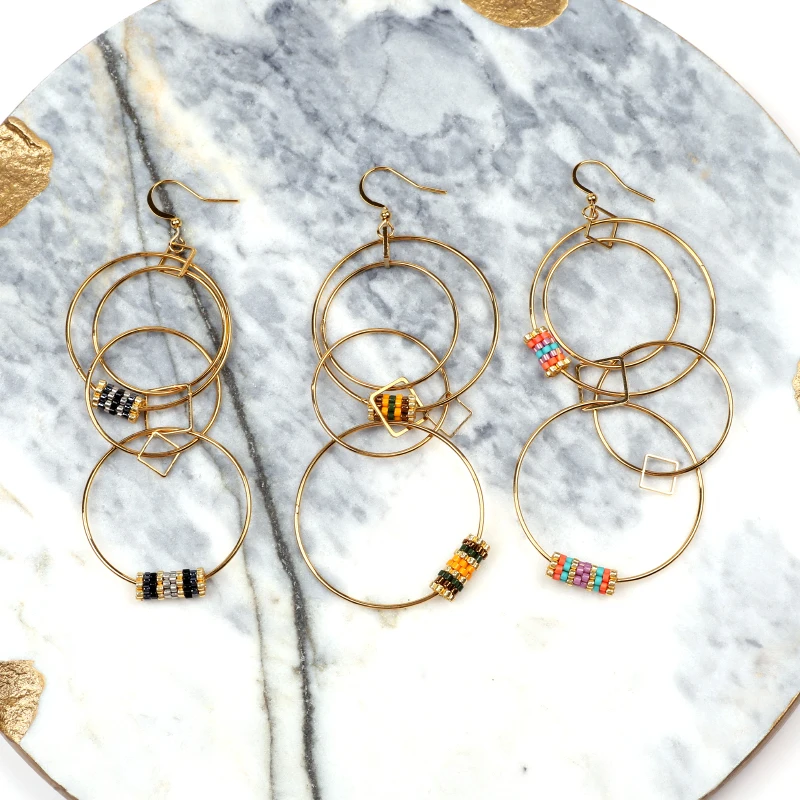 

FAIRYWOO Geometric Circle Circle rainbow Earring New Trendy Drop Earrings Kawaii Earrings Halloween Hanging Earrings Wholesale