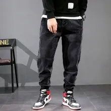 Big Size 28-42 Fashion Designer Men Jeans Loose Fit Black Color Slack Bottom Denim Cargo Pants Streetwear Hip Hop Jeans Men Big Size 28-42 Fashion Designer Men Jeans Loose Fit Black Color Slack Bottom Denim Cargo Pants Streetwear Hip Hop Jeans Men