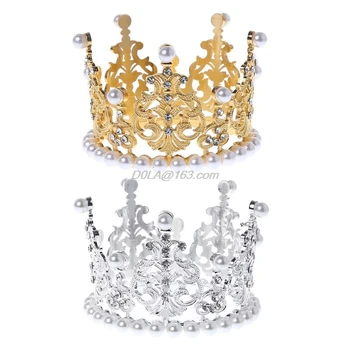 

Baby Crown Photography Props Fashion Pearl Rhinestone Glitter Gold Silver Photo Birthday Party Decoration Girls Princess