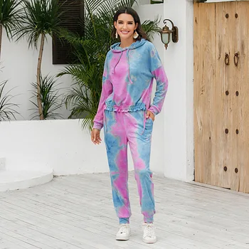

Two-piece set 2 Piece Active Set Women print Tracksuit 2020 Autumn Winter Long Sleeve Sweatshirt Sweatpants Harem Pants Casual