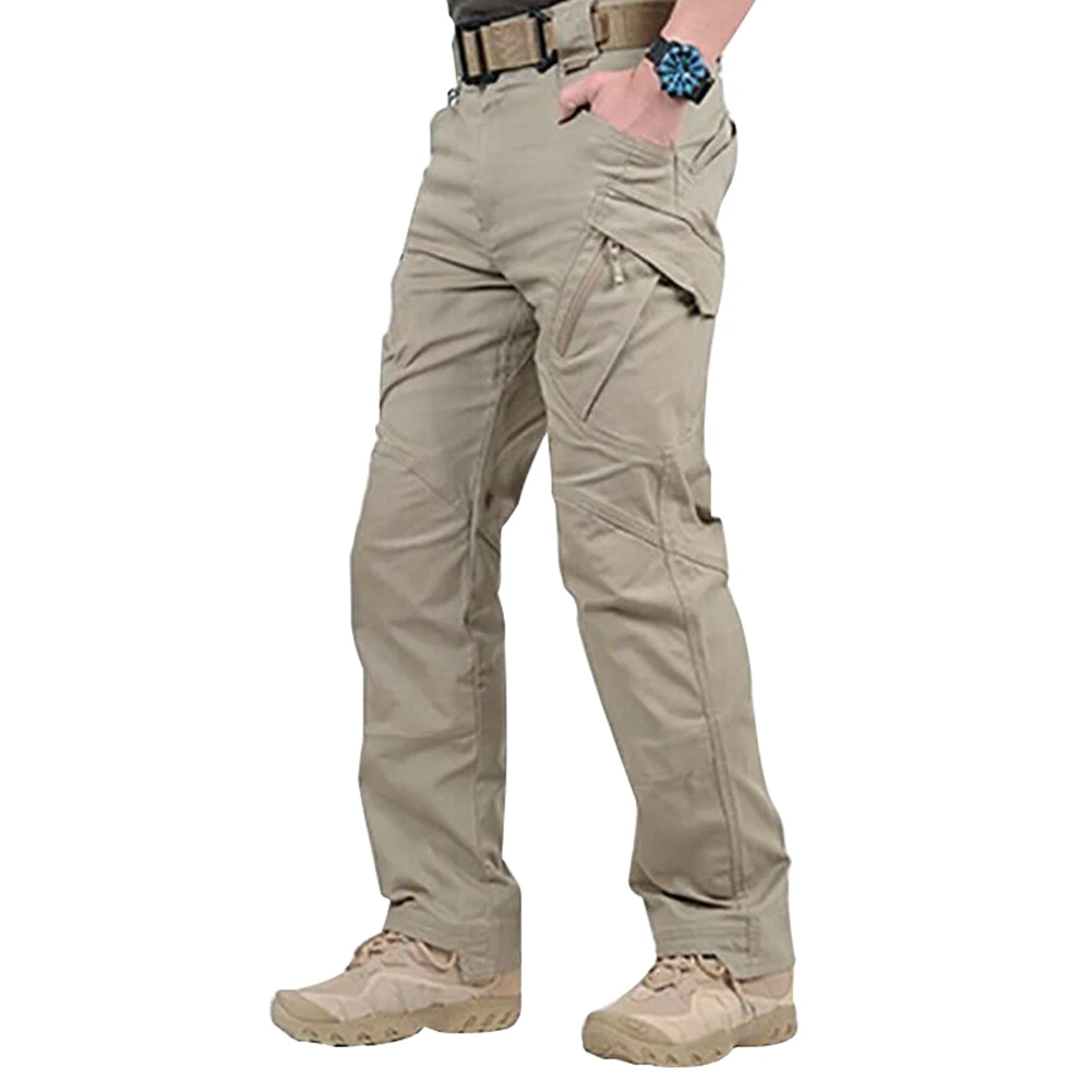 Новые мужские рабочие карго длинные брюки с карманами свободные брюки MS88 - Цвет: Хаки