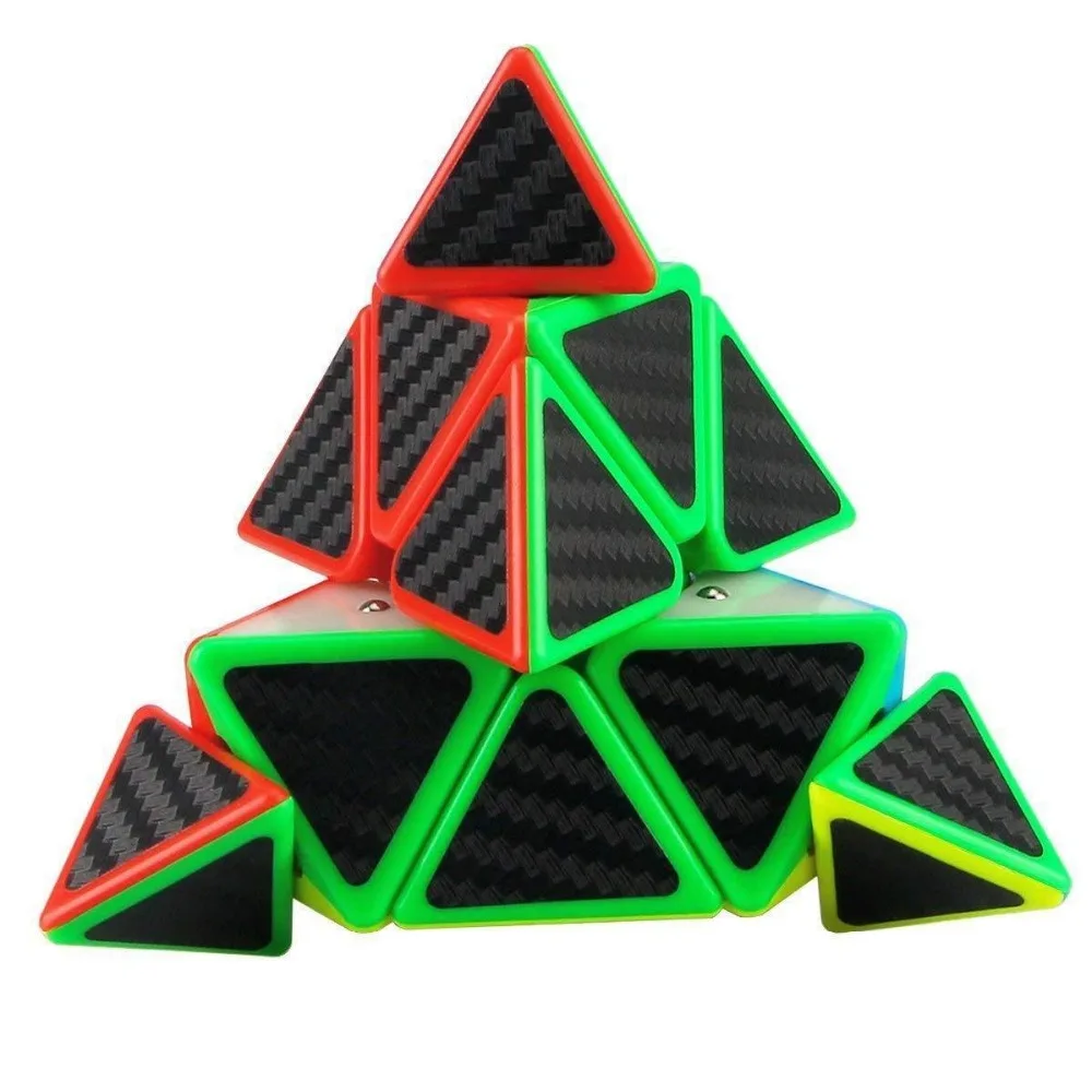3x3x3 Пирамида скоростной куб наклейка из углеродного волокна треугольник магический куб скручивающаяся головоломка необычная кубическая головоломка Tetrahedron 3x3