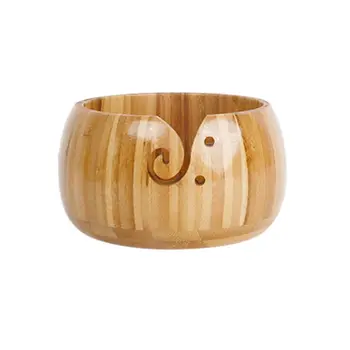

Wooden Yarn Bowl for Handmade Knitting Crochet Yarn Storage Holder Stop Rolling K4UA