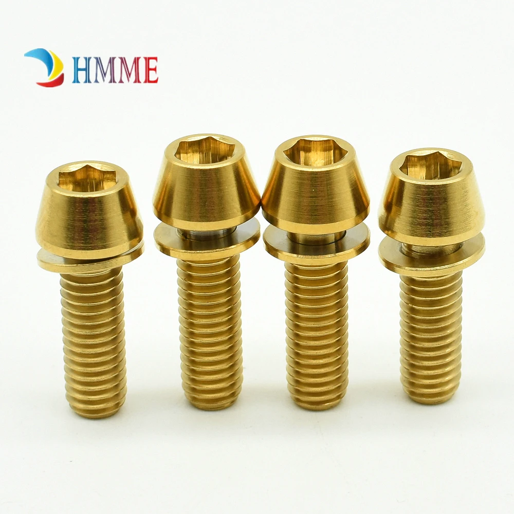 Titanium bolts M6x16 18 20 Brake Allen head cone washer Gold color  (10)