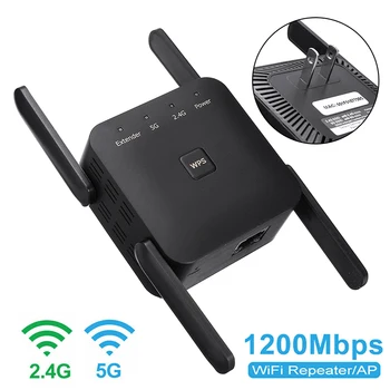 

For Smartphones Tablets Laptops 1pc 1200Mbps WiFi Signal Range Booster Extender Dual-Band Wireless Network Repeater Pohiks