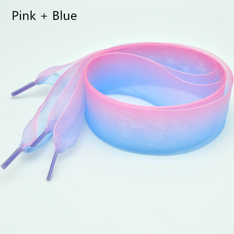 4 cm verbreiterte Organza-Schnürsenkel mit Farbverlauf, Chiffen-Garn, Schleife, breite Schnürsenkel, Trend, Schönheit, Weiß, lässige Sneaker-Schuhe, Schnürsenkel, Dropship – Detail 6