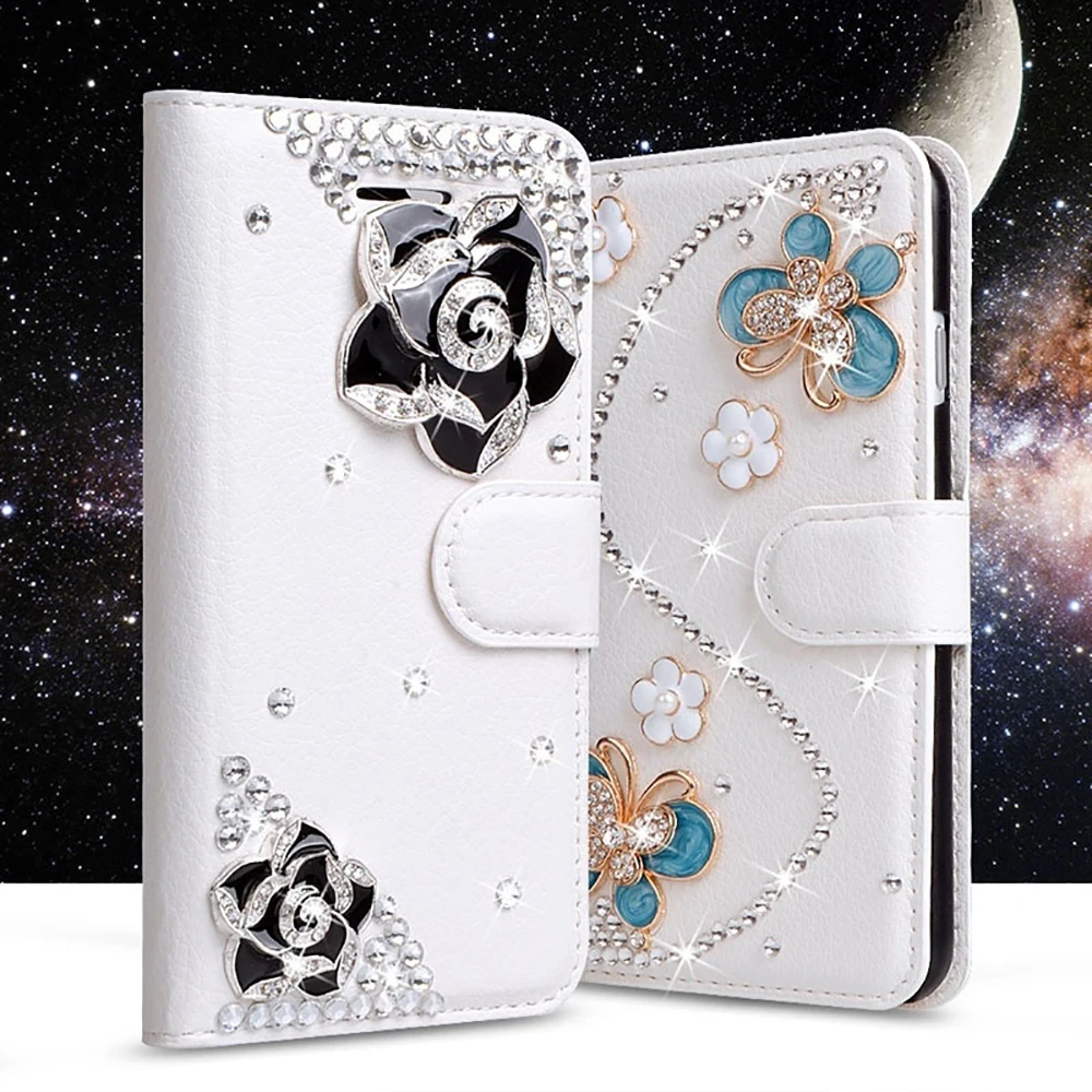 

Diamond Coque Glitter Rhinestone Flip Leather Wallet Cover For iPhone 11 Pro Max XR XS Max 6S 8 7 Plus Shockproof Case