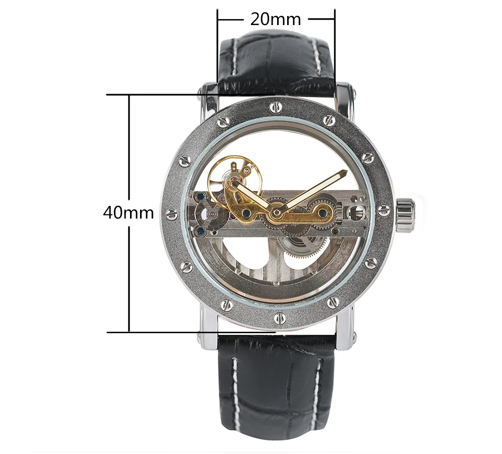 Роскошные полые автоматические механические Для мужчин модные черные кожаные Наручные Часы Прозрачный Скелет Бизнес Повседневное Wind часы мужские механические часы
