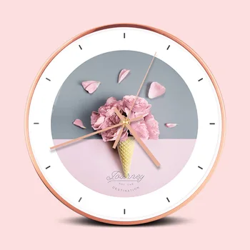 

14-in the Nordic Style Creative Ice Cream Cones Watch round Minimalist Modern Wall Art Mute Clock