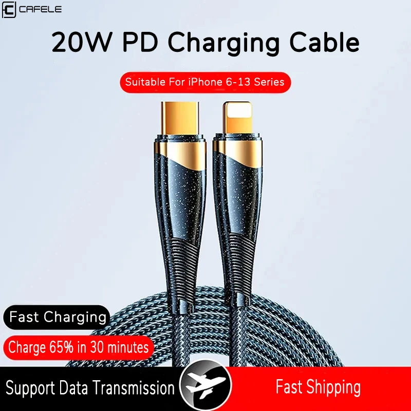 Cafele 20w PD USB C Type-c Cable For iphone 12 11 Pro Max Phone Fast Charging Lighting Charger Cable For iphone X XS Max 8P iPad - ANKUX Tech Co., Ltd